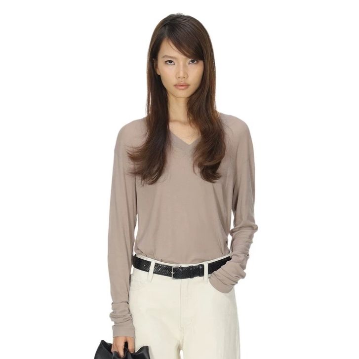 UCUT简刀 DUIDAO对倒25秋冬新品轻薄舒适V领长袖T恤3852