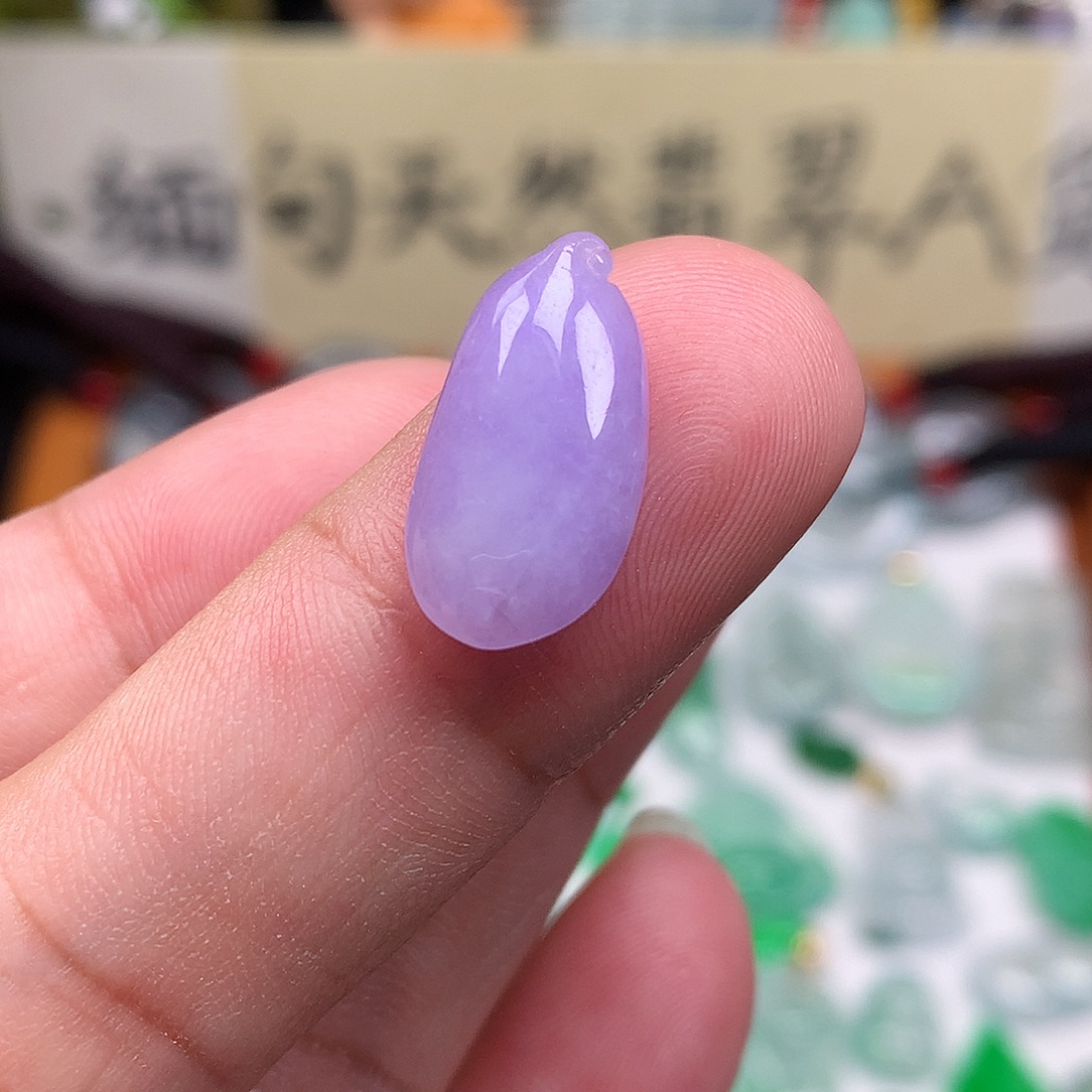 翡翠散珠缅甸天然A货翡翠紫瓜