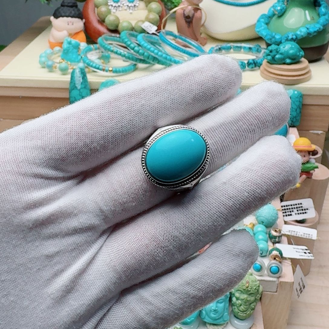 绿松石银S925镶嵌戒指