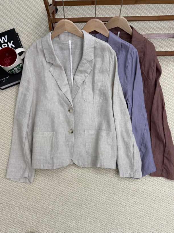 25款新款女款汉麻宽松显瘦休闲百搭女士春秋西服外套气质时尚长袖