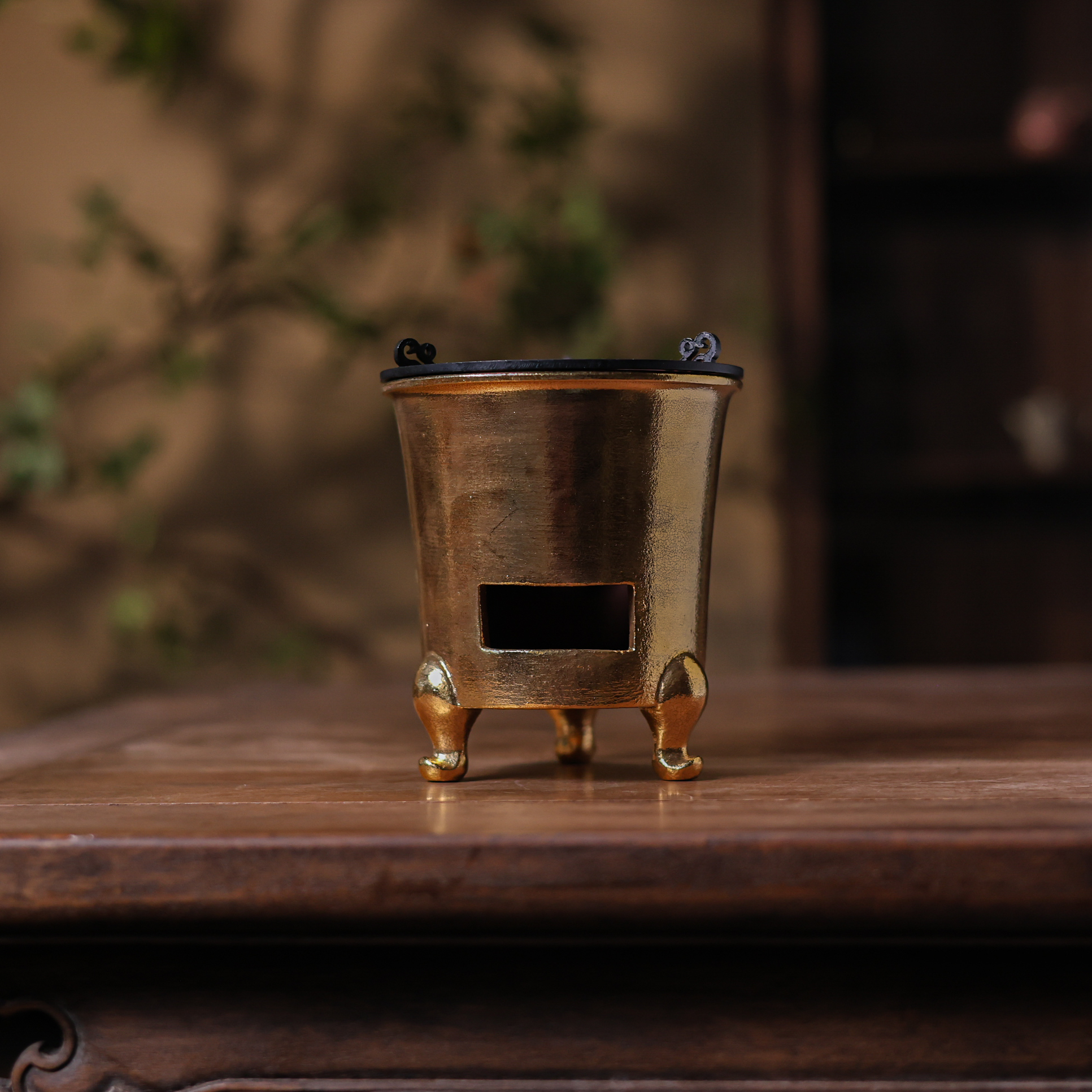 【悦生活】金彩三足圆口 高14cm口径11cm -内胆8cm深度6cm茶道配件