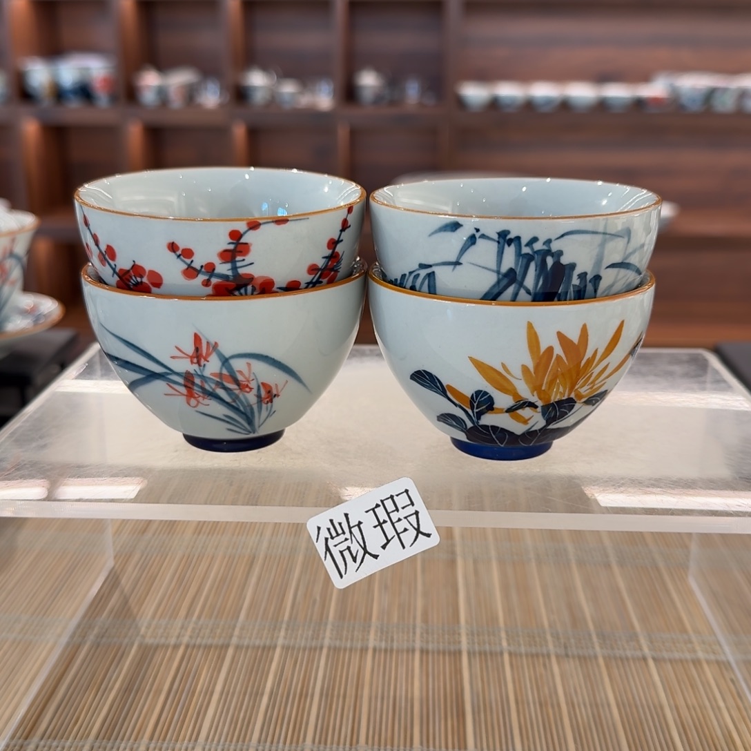 釉下手绘茶具微瑕