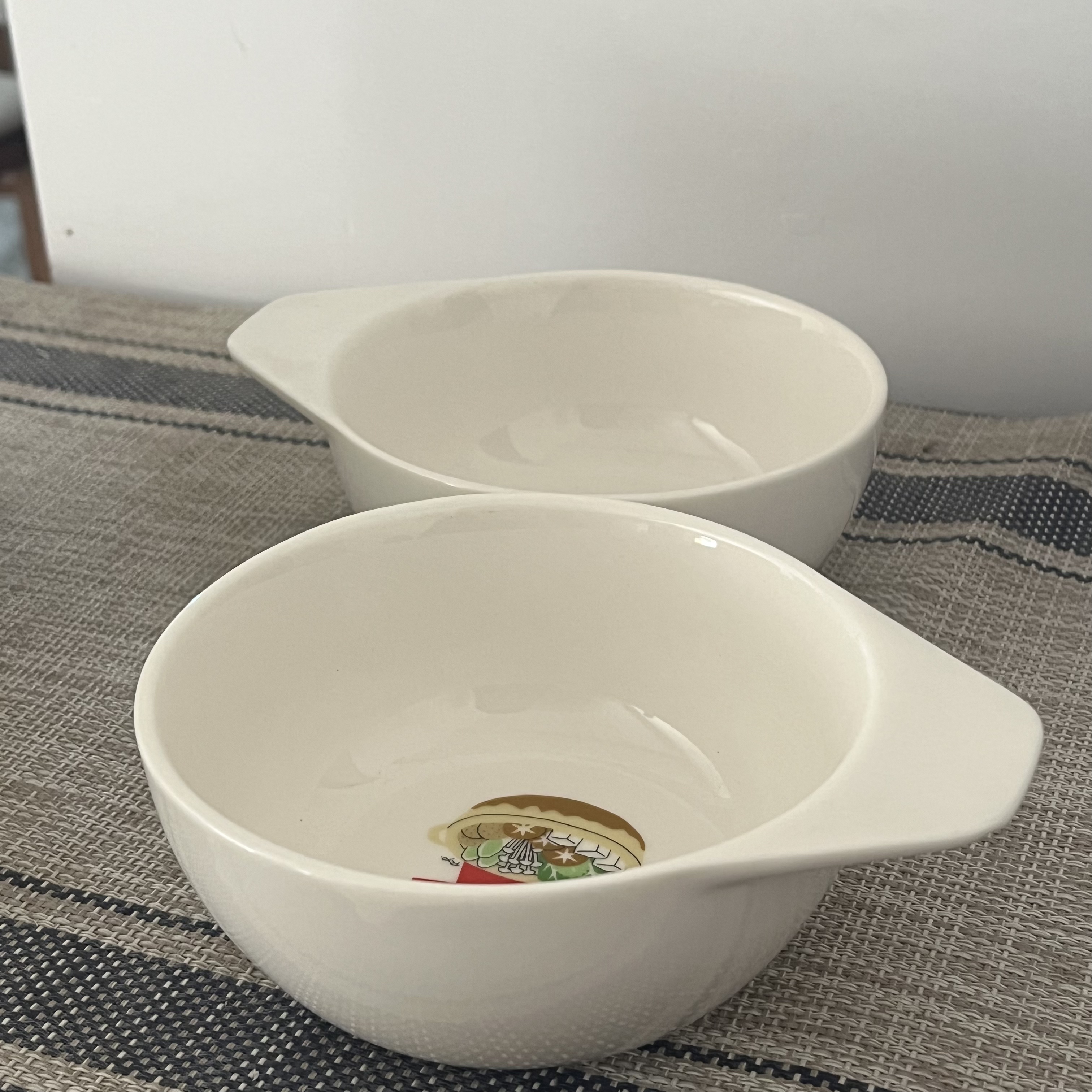 2只装 微瑕 加耳长13cm高4.5cm日常家用高温陶瓷小饭碗汤碗一体用