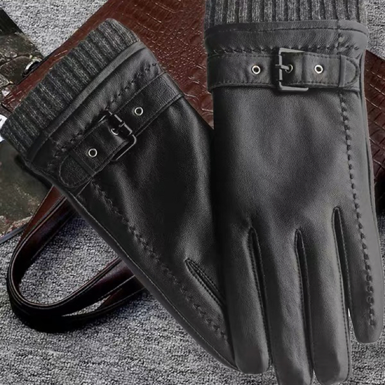 男款绵羊皮手套分指款触屏春秋款真皮手套