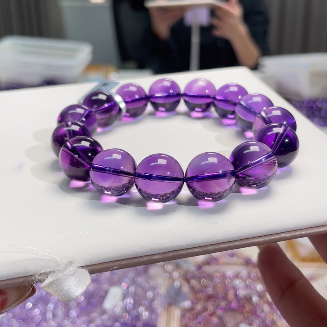 未镶嵌手链水晶14mm巴西紫水晶
