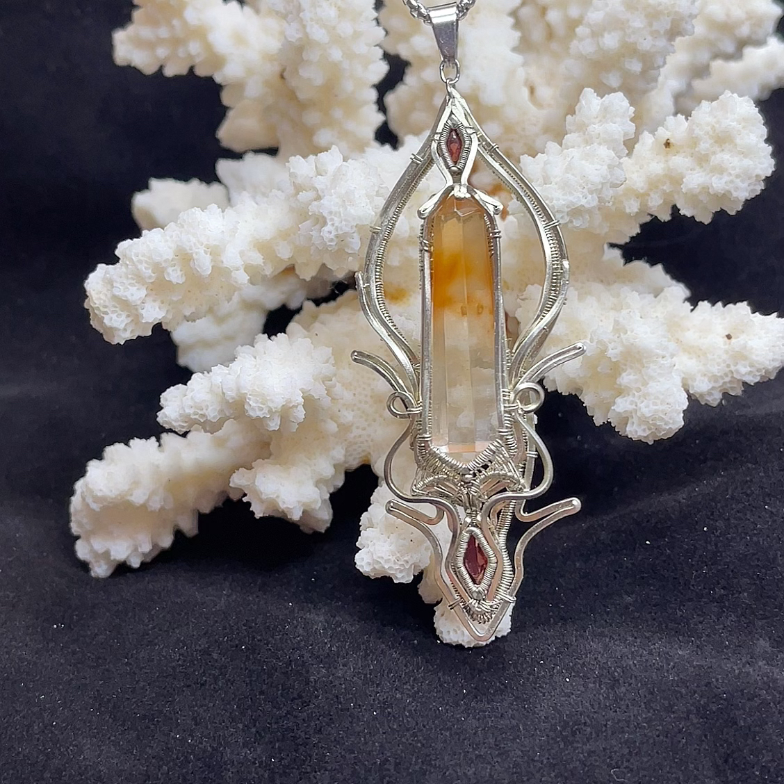 质检发货 一物一证 白铜纯手工水晶重工吊坠 471