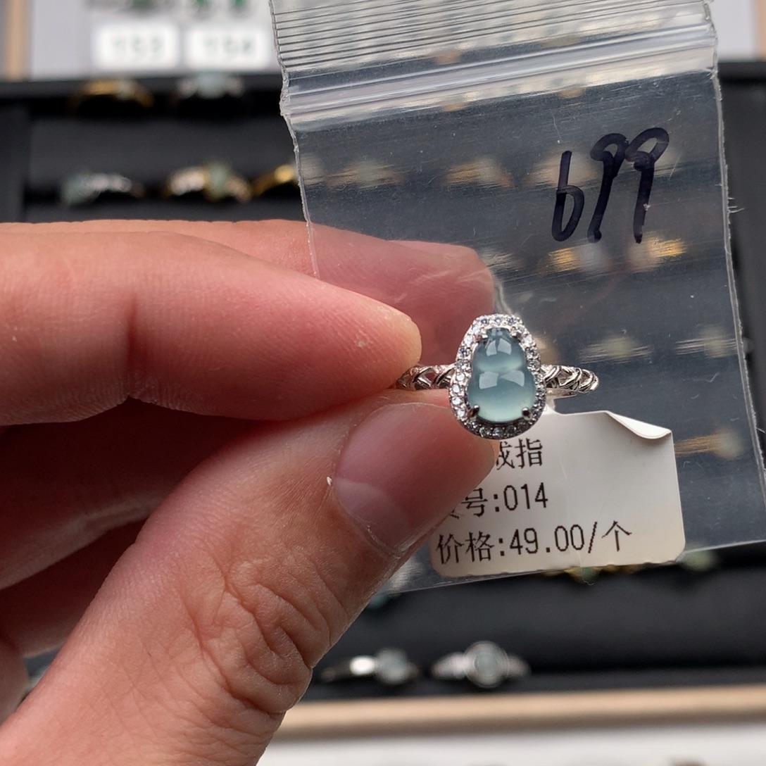 翡翠银S925镶嵌戒指699