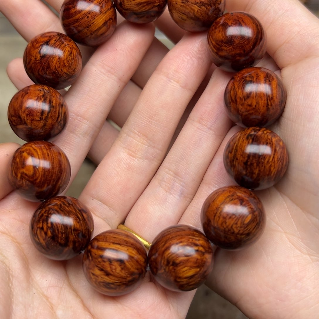 木喜*楽红降18圆珠满油单圈（瑕疵）