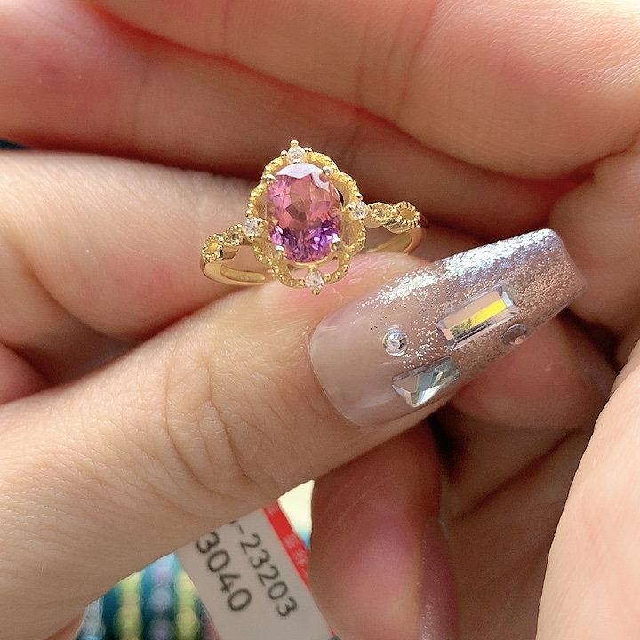 碧玺戒指银S925镶嵌纯天然