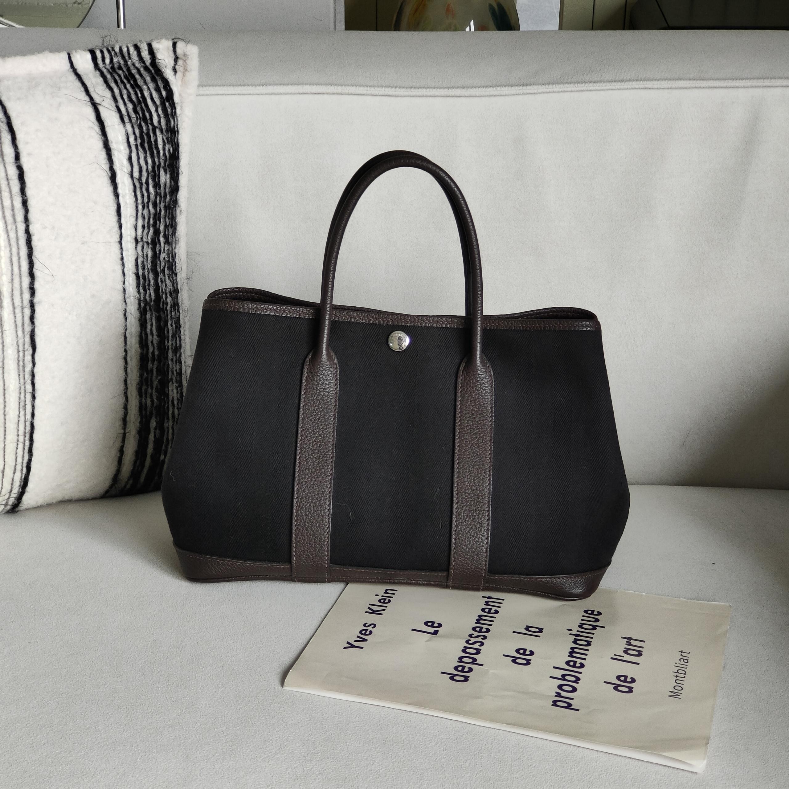 95新 Hermes/爱马仕 AZUL-Hermes Garden花园30手提包/39122     