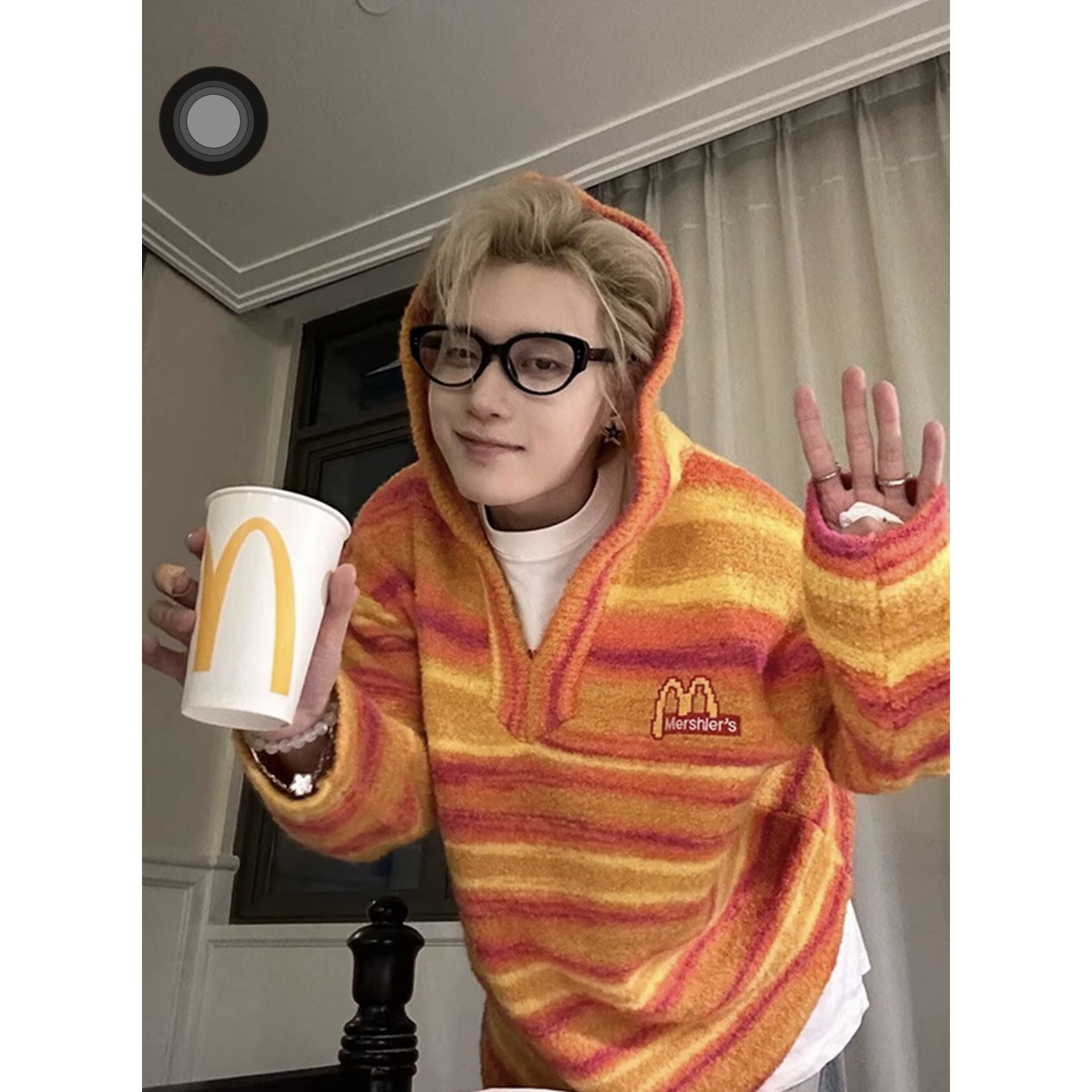 多巴胺显瘦韩版慵懒复古小众撞色条纹连帽毛衣女学院风针织衫秋冬