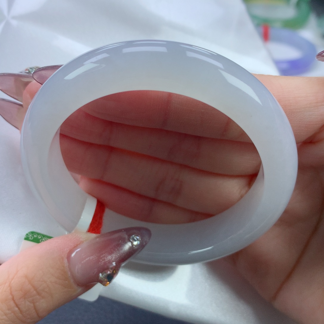 翡翠手镯未镶嵌5253正圈白月光