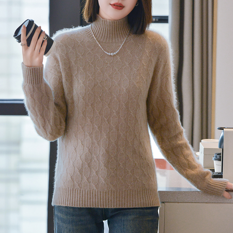 【价格已开】重磅加厚100%纯羊毛衫女秋冬半高领针织打底衫纯色毛衣