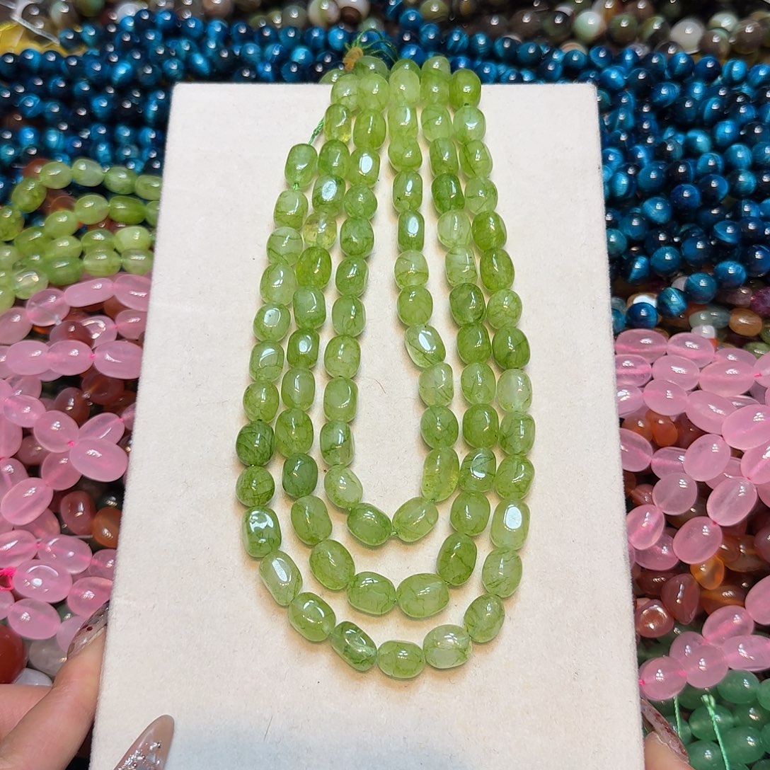 玛瑙/玉髓未镶嵌珠宝半成品天然石绿水晶土豆一条10✖️13
