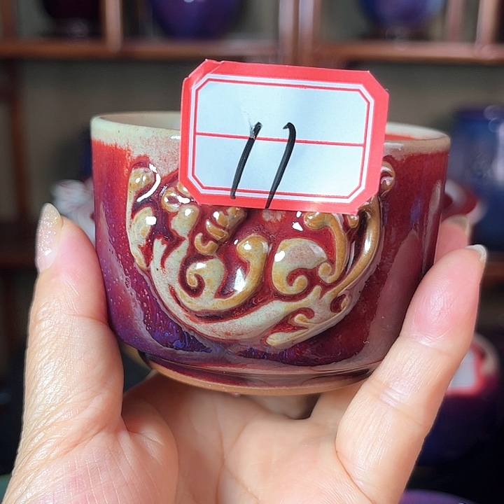 瓷片钧瓷手工艺品牌杯子