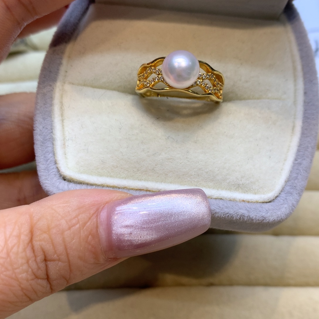 银S925镶嵌戒指海水珍珠