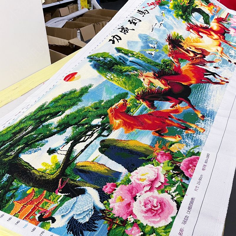 马到成功十字绣成品不带框纯手工出售已绣好2025新款客厅风景山水
