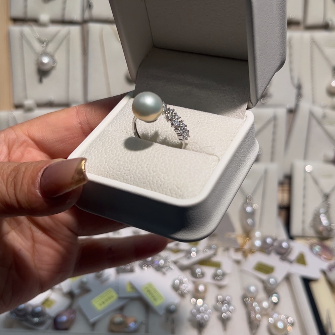 非金属无925银戒指极光炫彩蓝