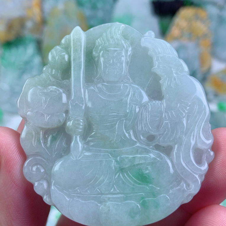 缅甸天然A货翡翠不动明王生肖鸡守护神55.7-51.6-5.3