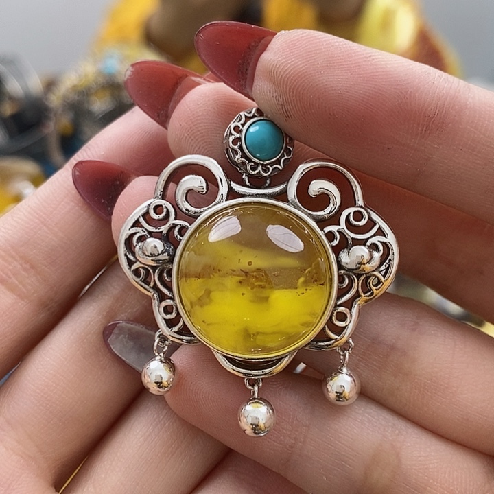 琥珀颈饰未镶嵌吊坠