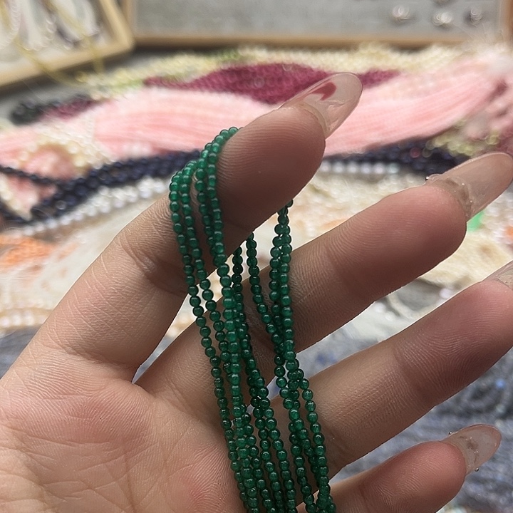 玛瑙/玉髓珠宝半成品未镶嵌2条2mm左右绿玛瑙