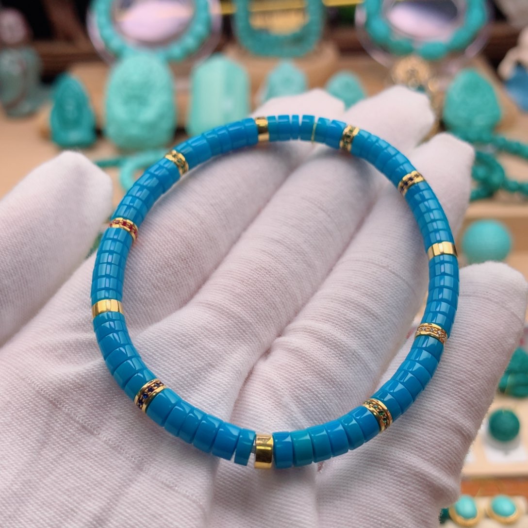 绿松石珠宝奇石18K金镶嵌