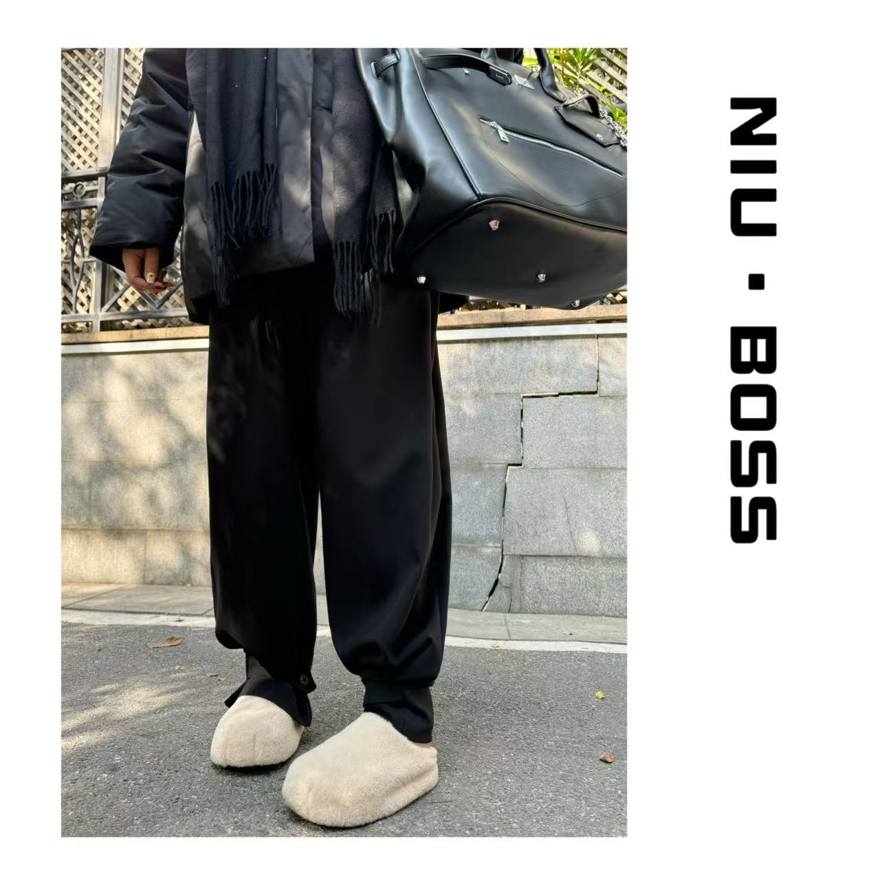 Three Ten. N【设计款】小众绑带宽松高腰纯色百搭休闲裤