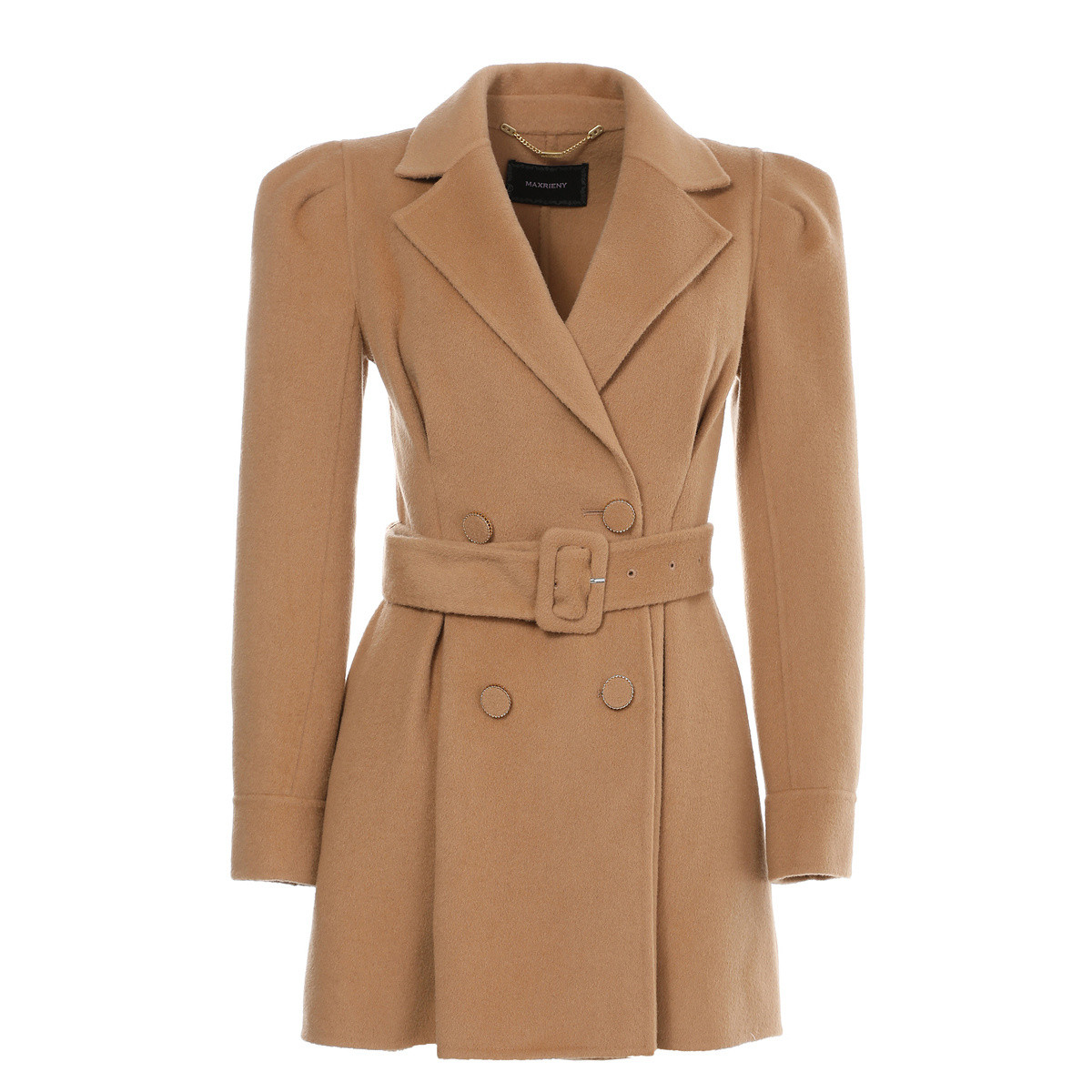 【达人专属】MAXRIENY呢子大衣短款腰带气质驼色大衣