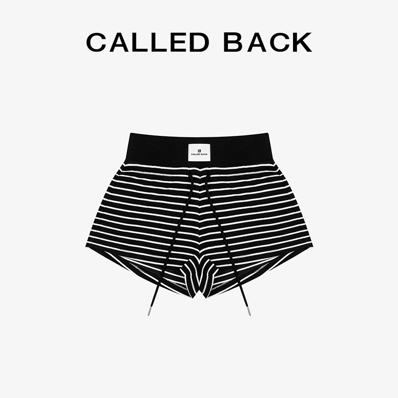 CALLED BACK高腰黑色短裤显瘦运动风022102