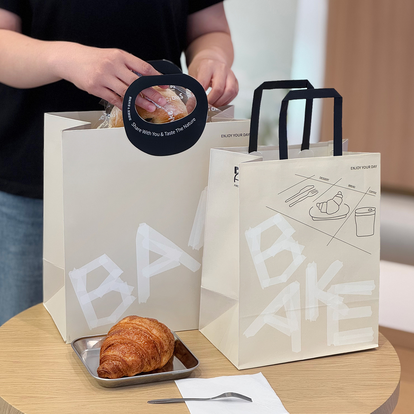 蛋糕烘焙手提袋牛皮纸袋甜品包装袋奶茶外卖面包打包加厚定制