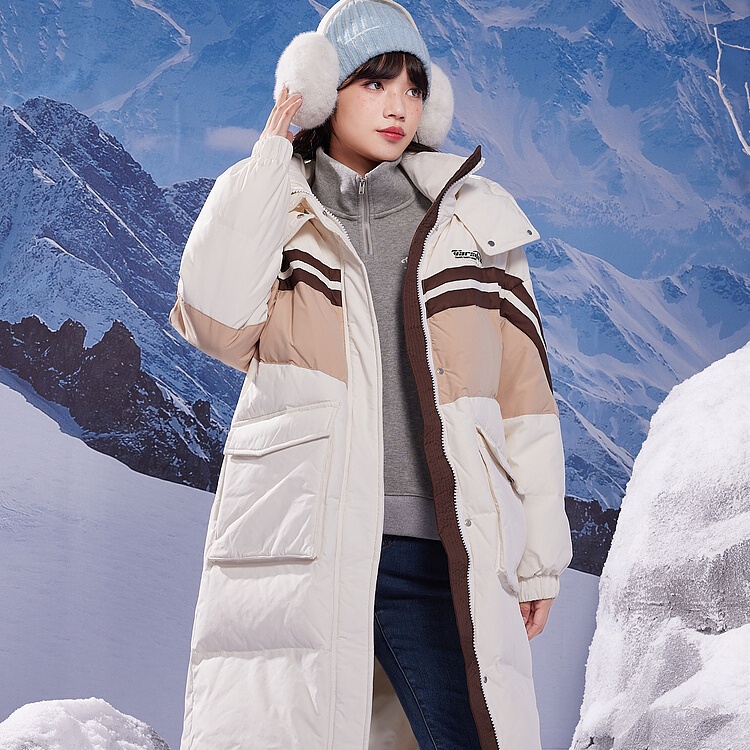 美帮羽绒服女士秋冬新款百搭时尚潮流连帽长款厚实保暖羽绒服