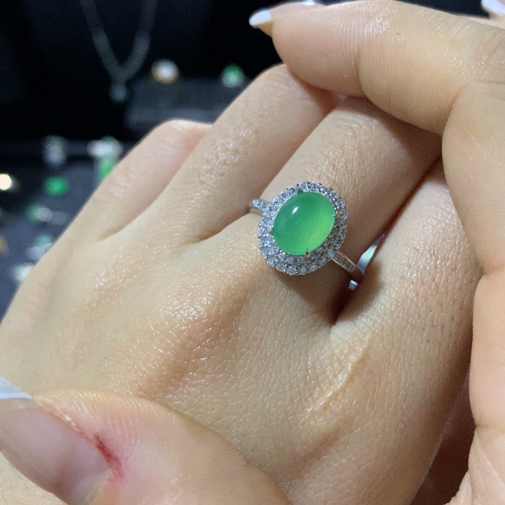 翡翠银S925镶嵌戒指