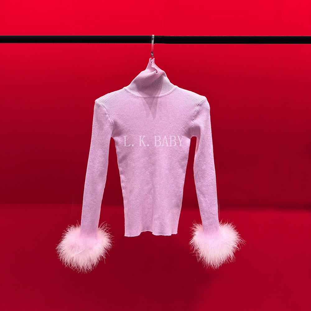 【L.K.BABY】糯叽叽 时髦精气质软糯羽毛元素百搭针织高领衫