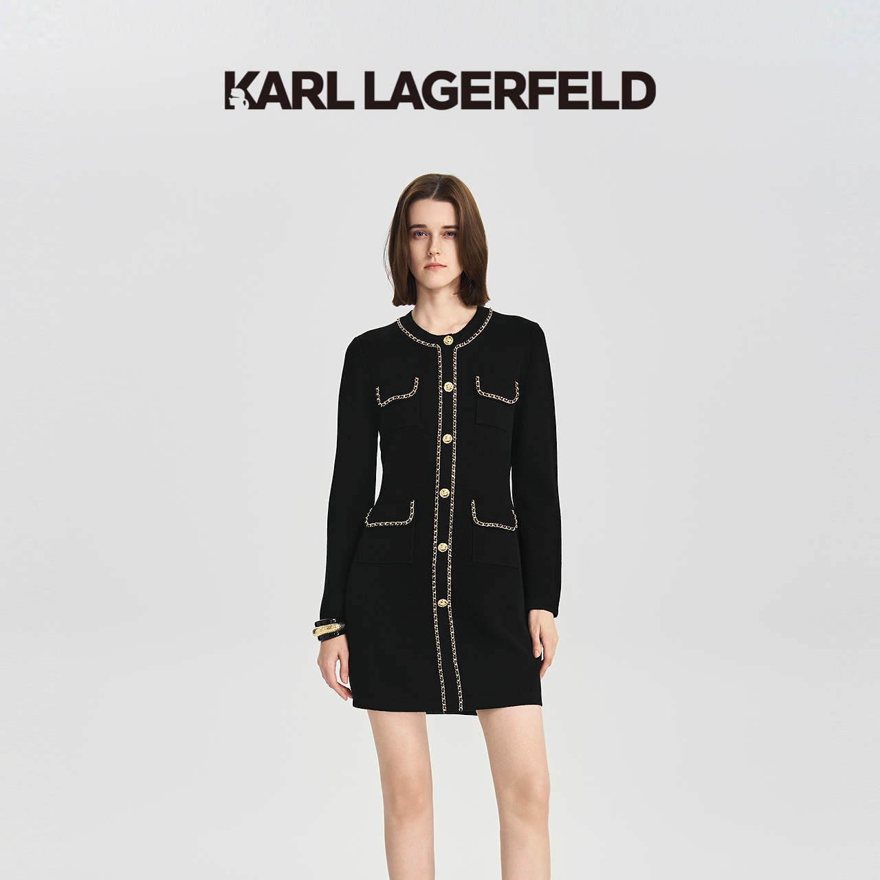 【官方】KARL LAGERFELD卡尔拉格斐25秋季新款连衣裙老佛爷M27E1305