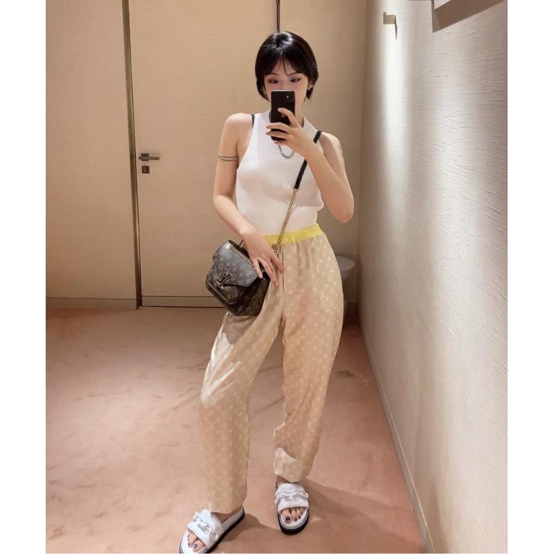 95新 LouisVuitton/路易威登 aa零九七七 桑蚕丝 满印慢跑裤 36码