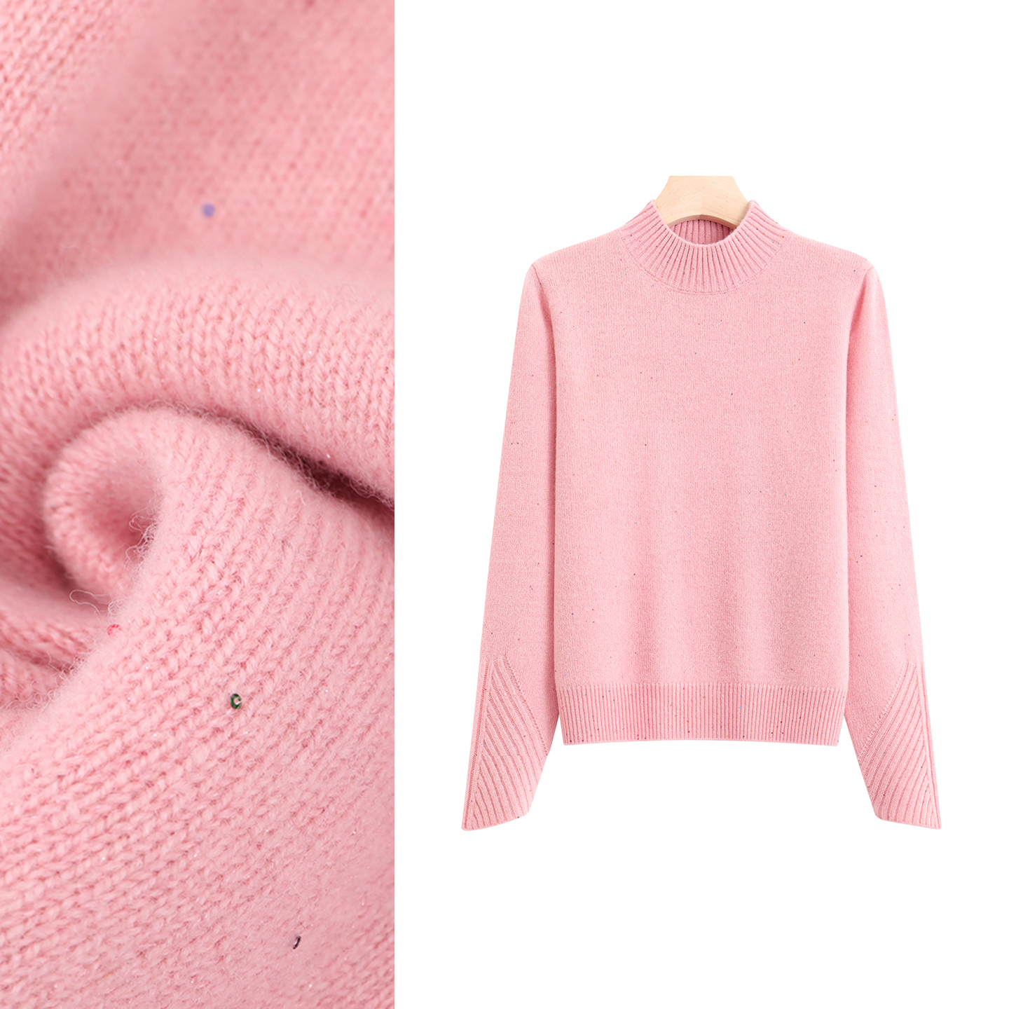 5山羊绒 洋气百搭半高领羊毛针织衫女2025冬季新款