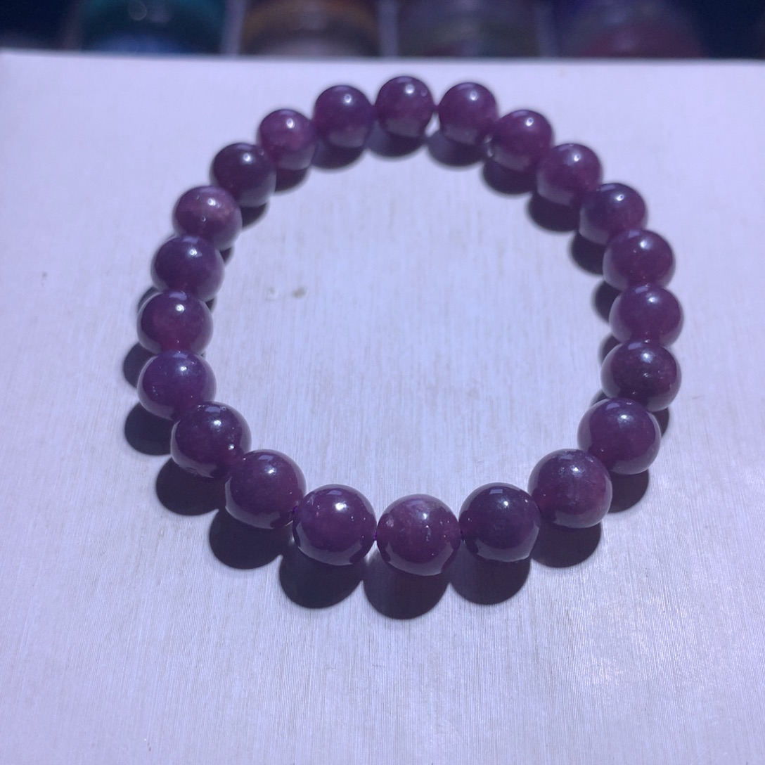 水晶手串银S925镶嵌紫锂云母8.8m