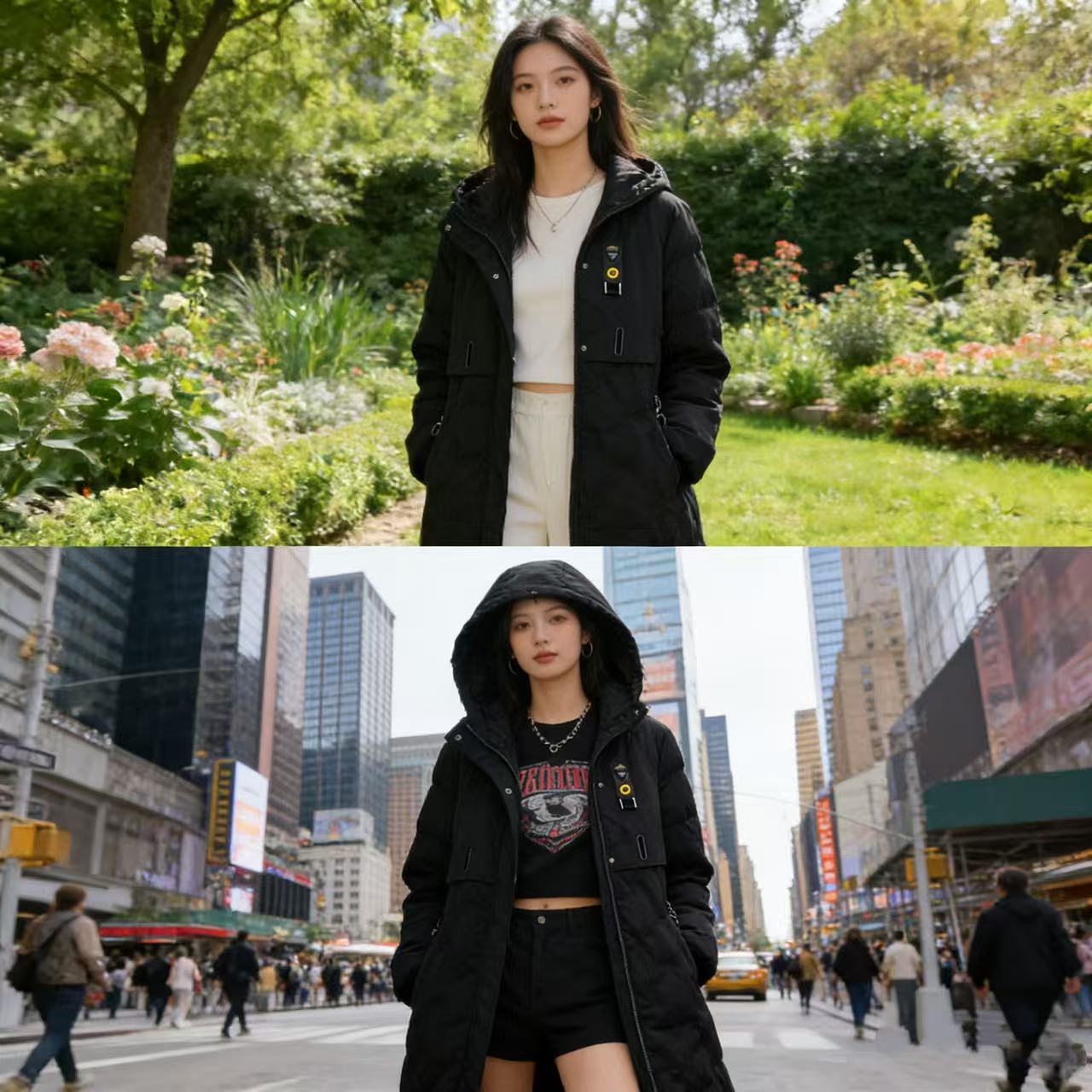 48#冬季新款韩版宽松加厚棉衣ins潮爆款棉袄女中长款连帽外套