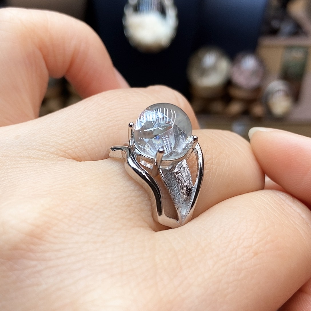 水晶戒指银S925镶嵌晓**?