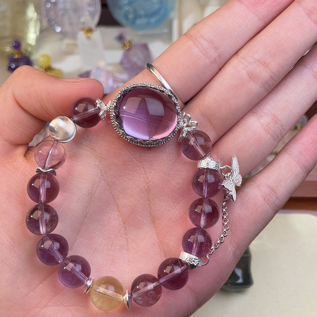 紫晶颈饰未镶嵌默*天然水晶吊坠934