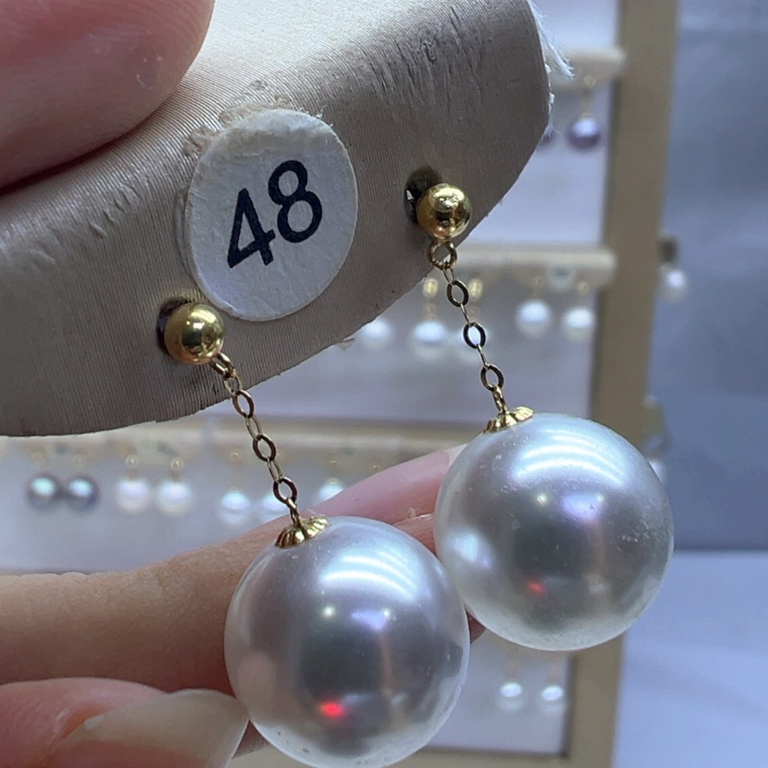 18K金镶嵌淡水珍珠耳饰