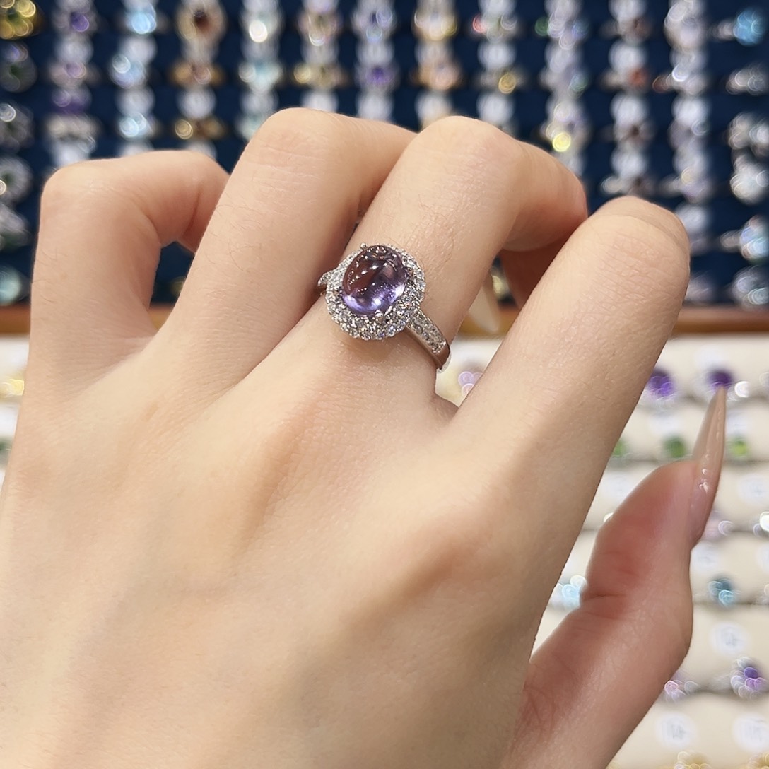 女款银S925镶嵌紫晶戒指