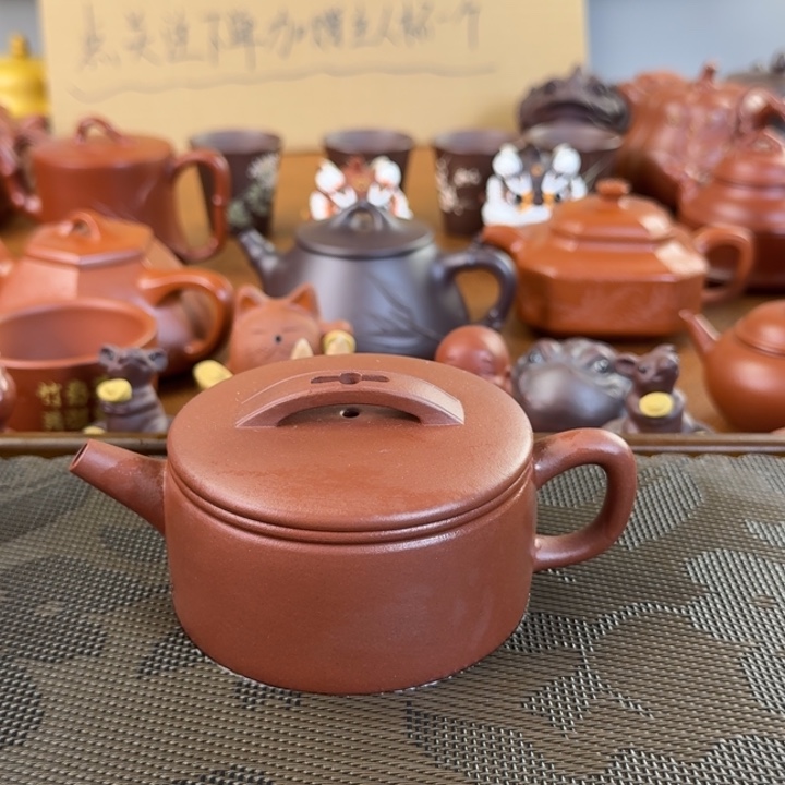茶壶紫砂紫泥全手汉瓦220毫升