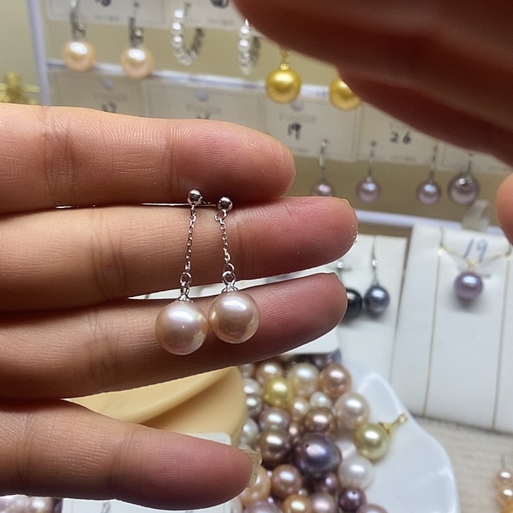 银S925镶嵌耳饰淡水珍珠