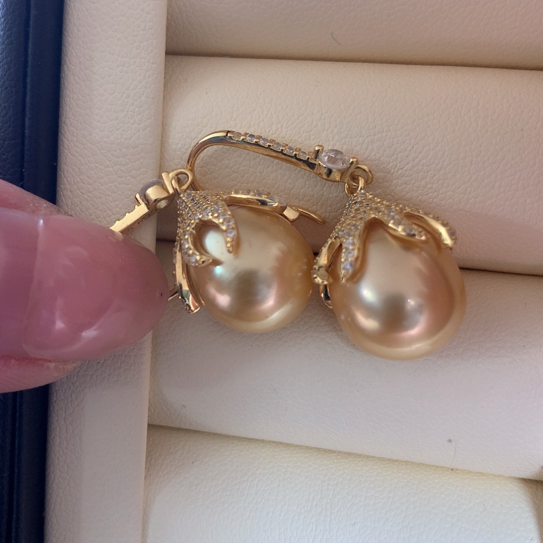 银S925镶嵌耳饰海水珍珠