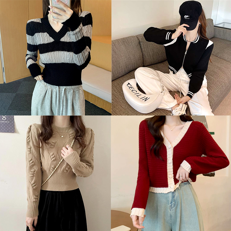 小个子粉丝专属秋冬短款长袖针织毛衣开衫外套打底衫