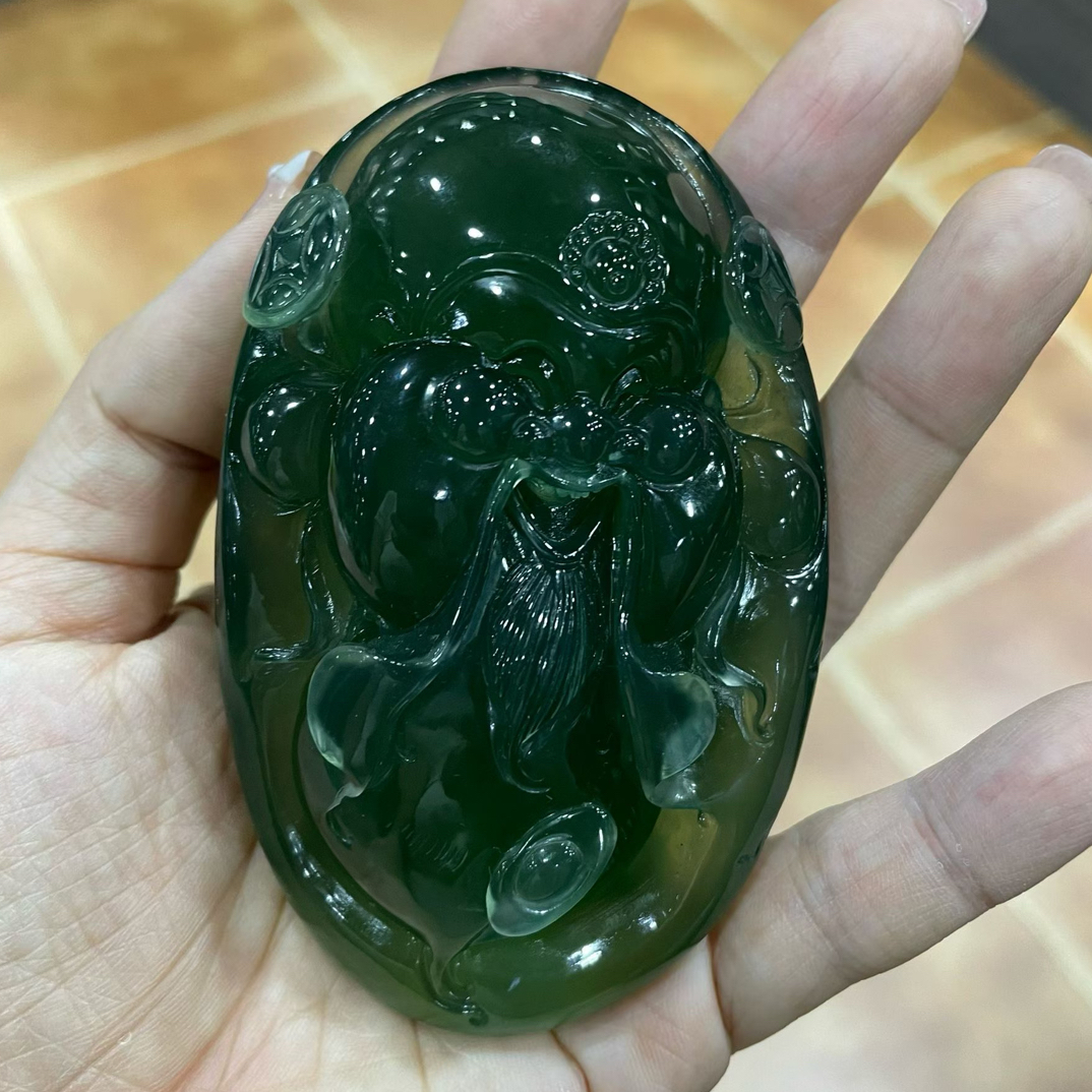 精品岫玉180料财神手把件