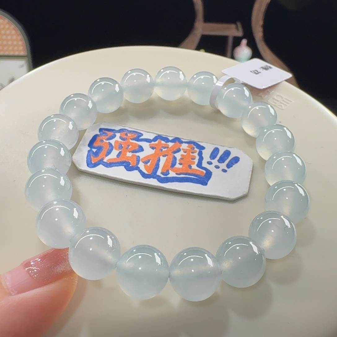 未镶嵌手串翡翠巨漏！炸光！高冰冰川蓝串卡10 纯欲！