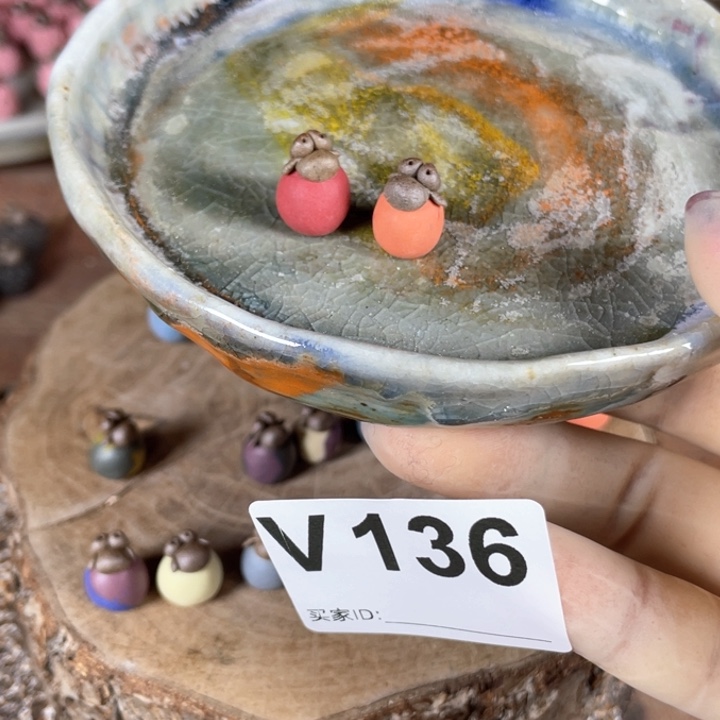 紫砂花盆@*豆陶瓷摆件