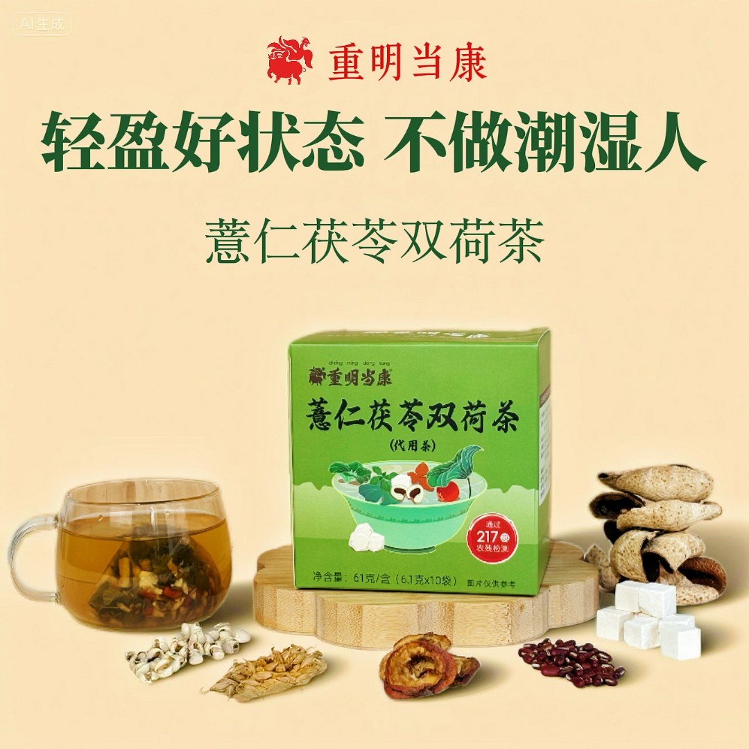 重明当康茯苓双荷茶山楂荷叶轻身茶薏米湿气茶祛湿清热教师节